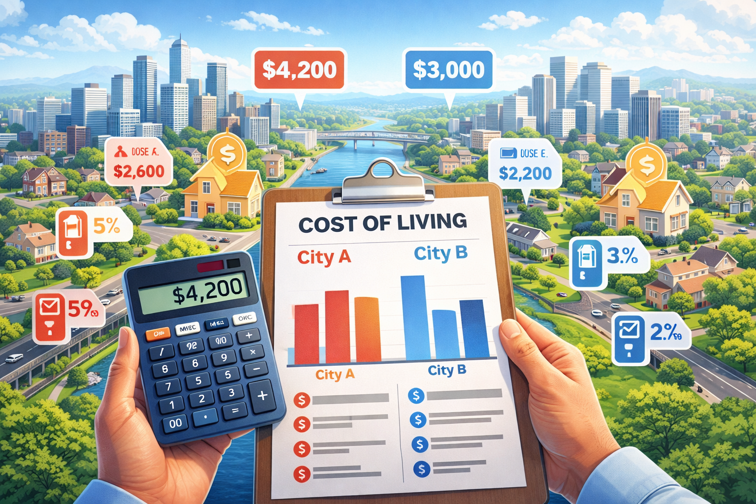 Comparing the cost of living between cities.